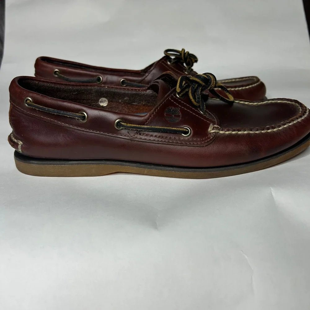 Timberland Leather‎ Boat Shoes/size 11-Burgundy Brown Preppy Mens Classic 2 eye